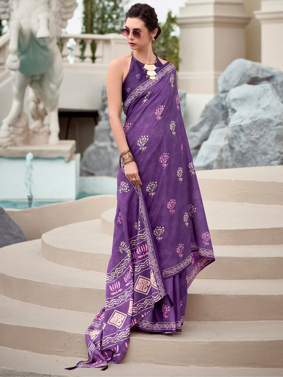 Purple silk saree crafted for elegance and style.