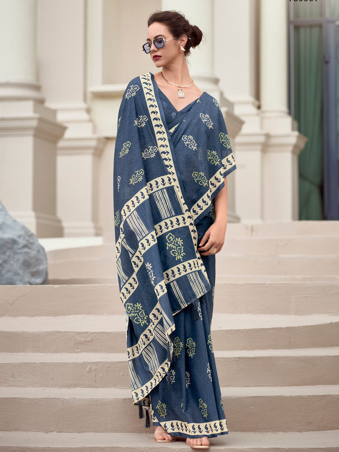 Blue silk saree crafted for elegance and style.