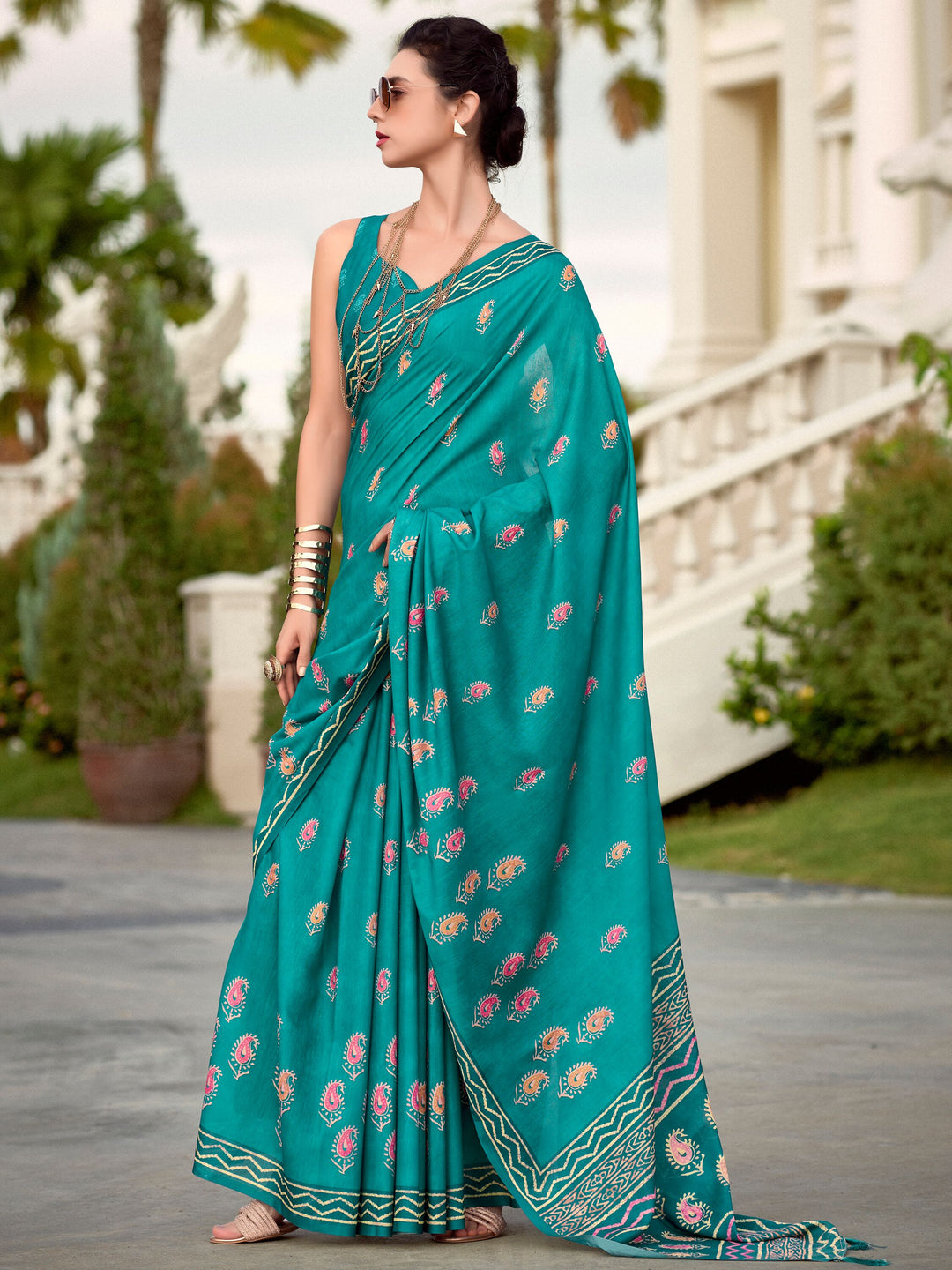 Vibrant color luxurious fabric exclusive attire crafted for elegance and style.