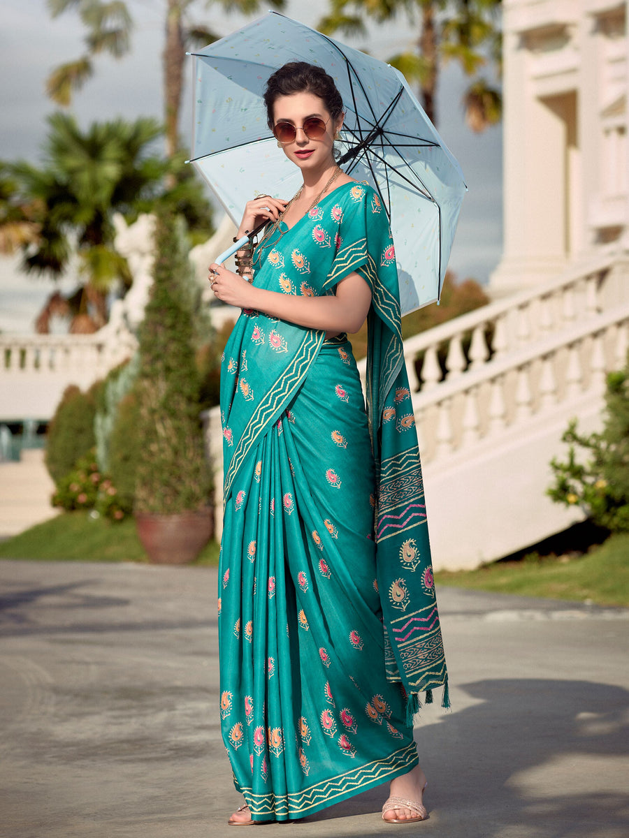 Green silk saree crafted for elegance and style.