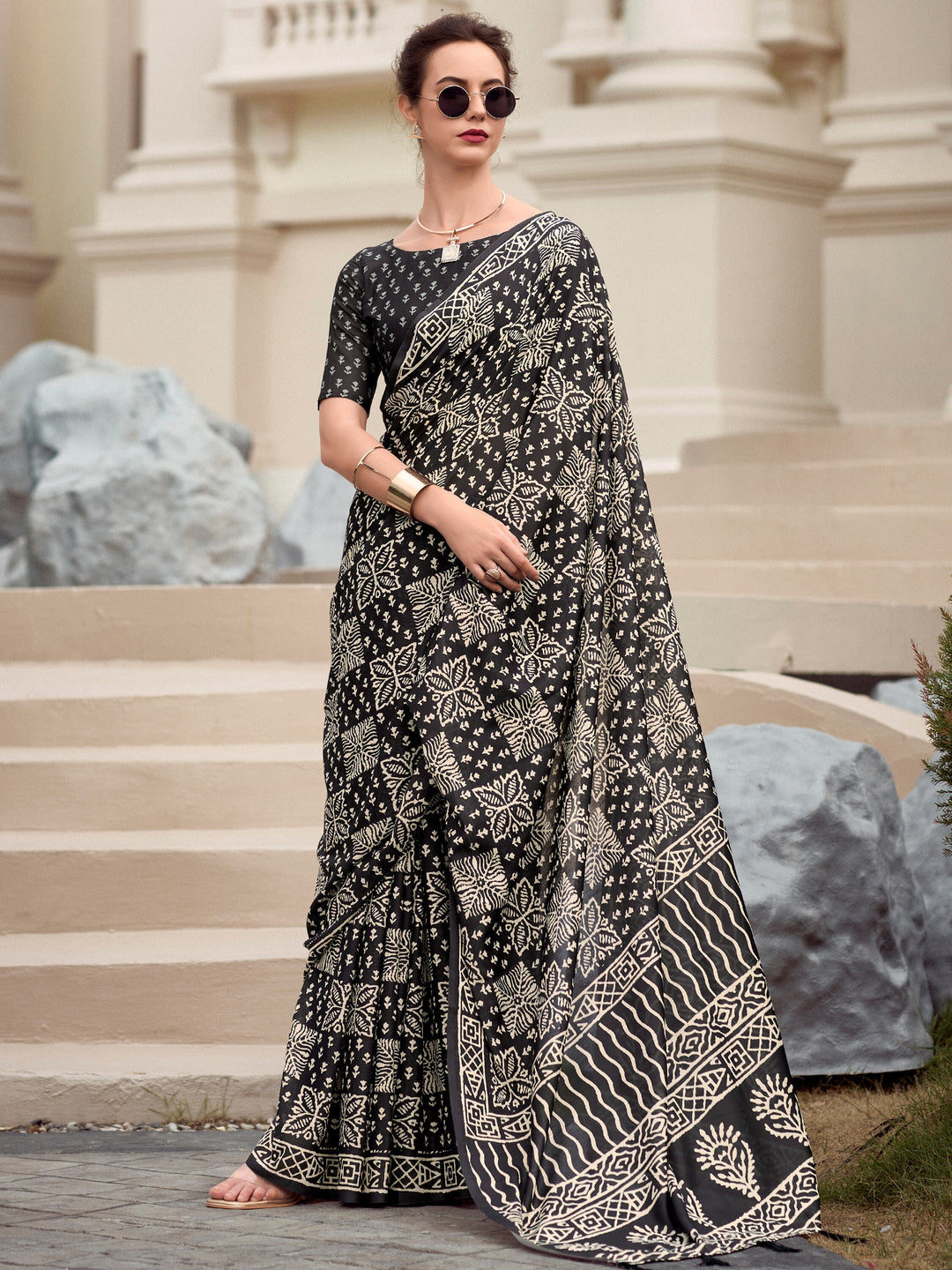 Black silk saree crafted for elegance and style.