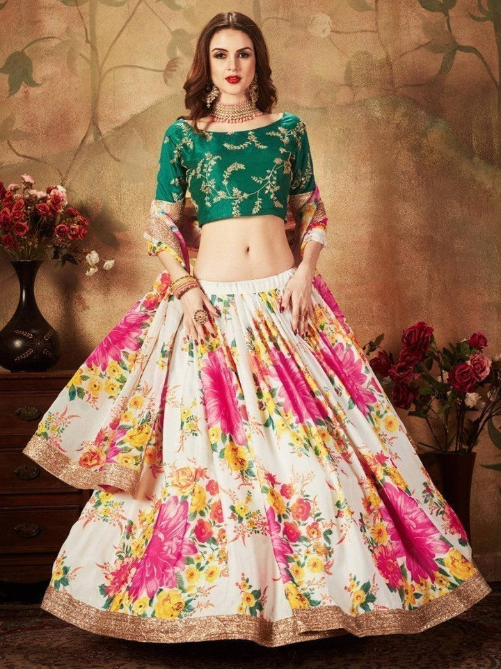 Floral Off-White Bridal Lehenga | Sequins & Zari Work Choli Set