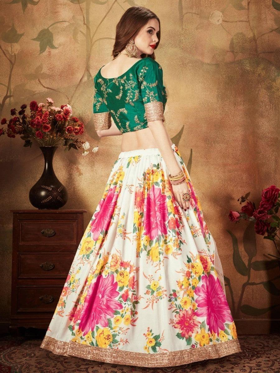 Floral Off-White Bridal Lehenga | Sequins & Zari Work Choli Set