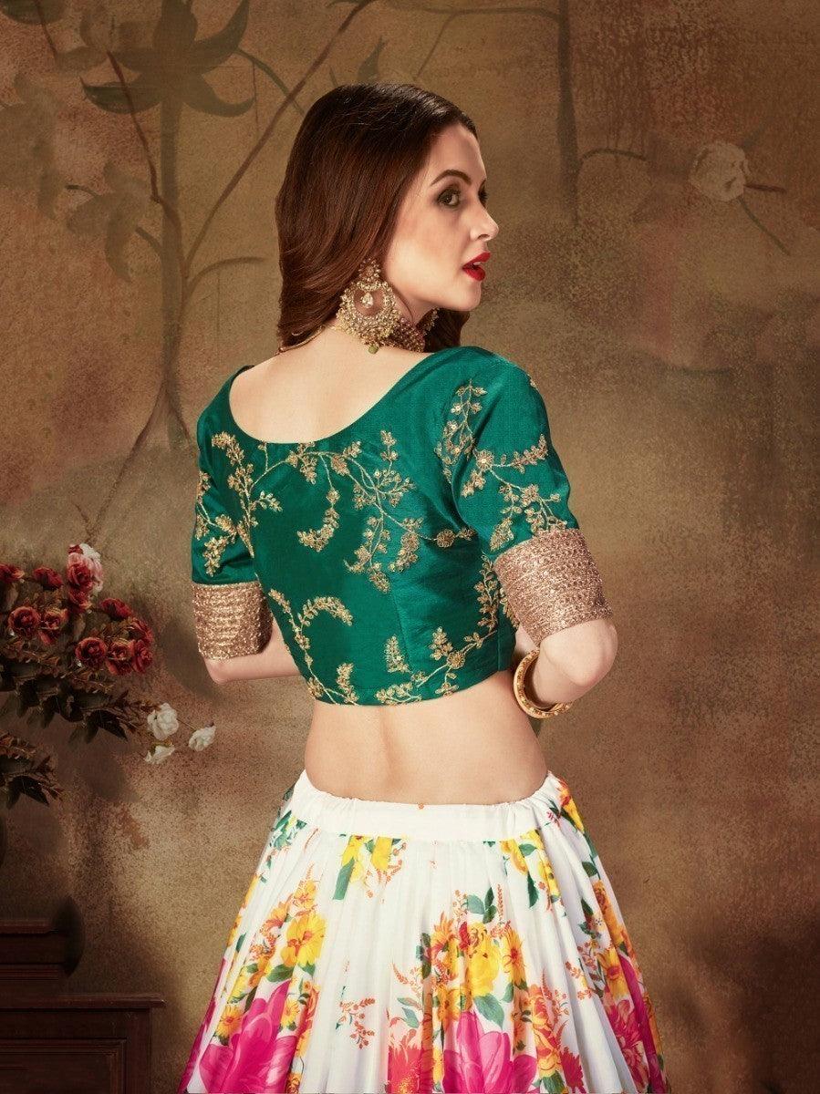 Floral Off-White Bridal Lehenga | Sequins & Zari Work Choli Set