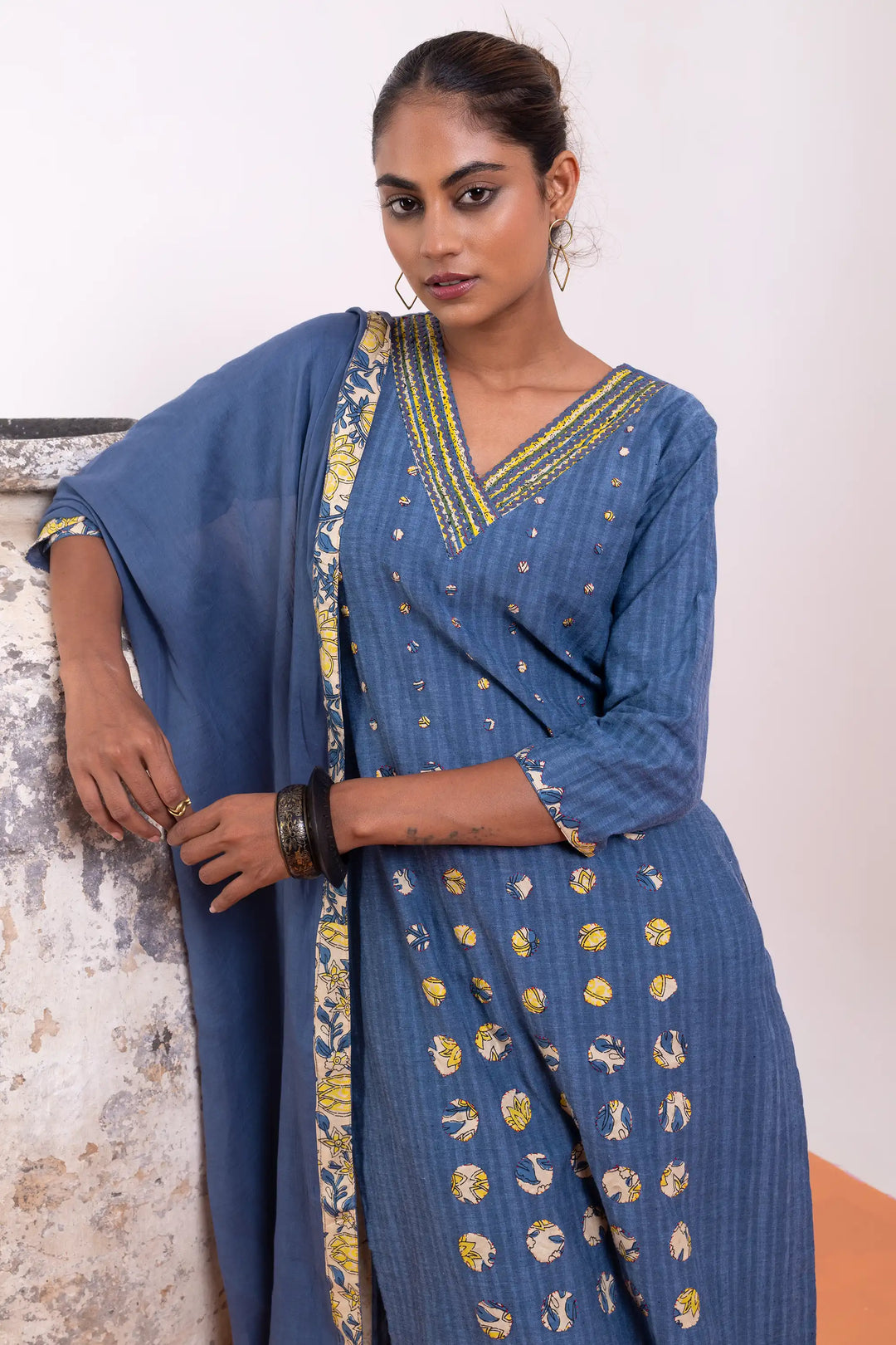 Elegant Kurtis Set | wevon antique designer cotton in blue