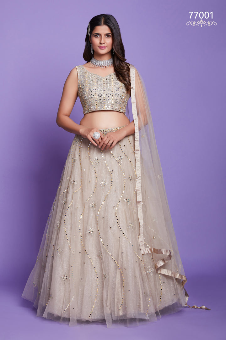 Soft Peach Net Lehenga | Bridal & Festive Wear Lehenga Choli Set