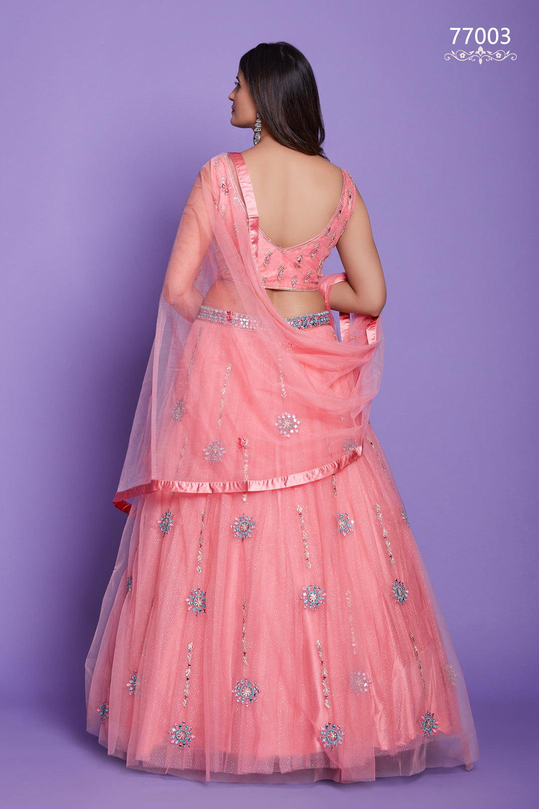 Pink Net Lehenga | Mirror Work Bridal & Festive Lehenga Choli Set