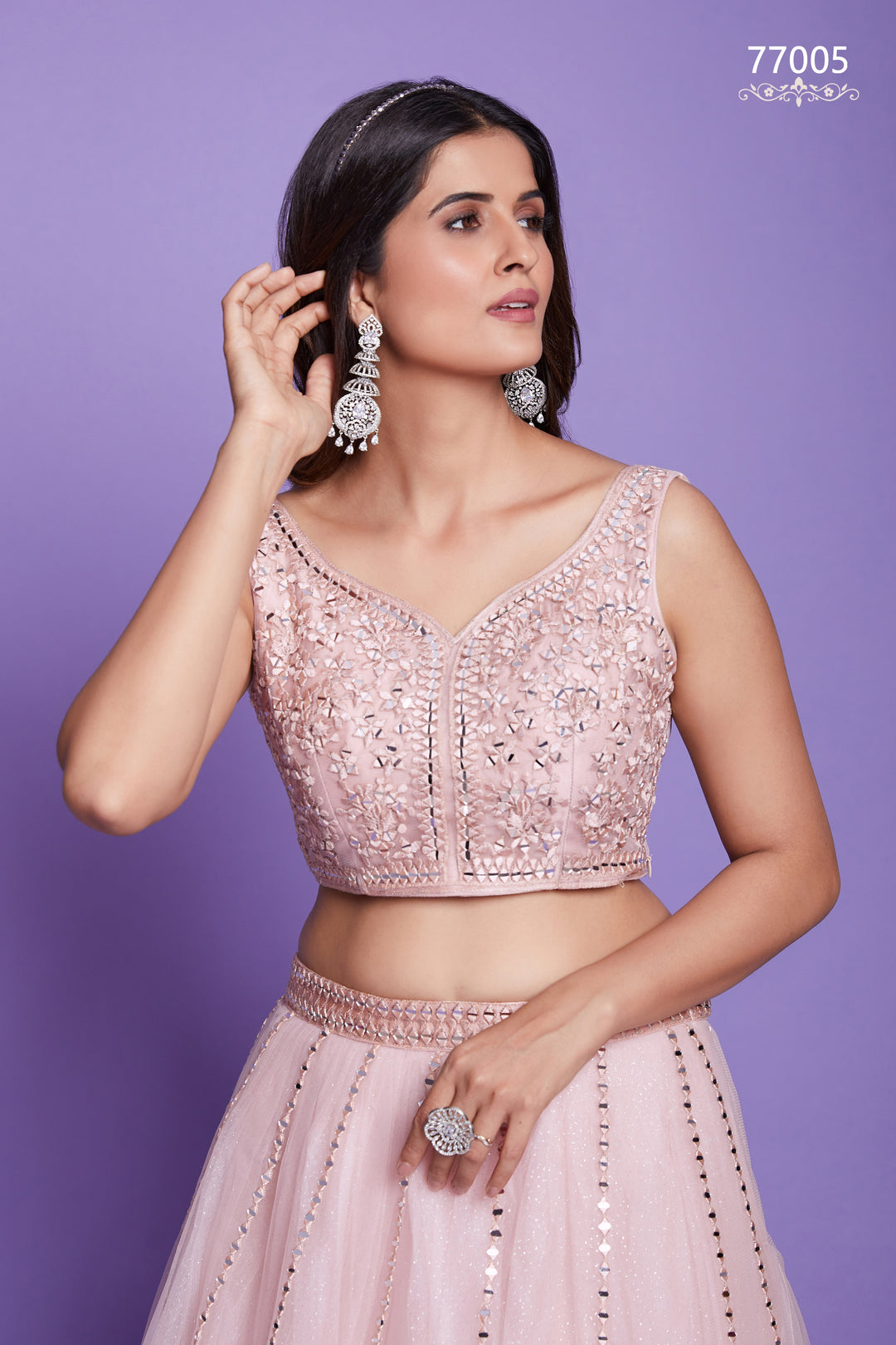 Aqua Lehenga Choli | Mirror Work Soft Net Bridal Outfit