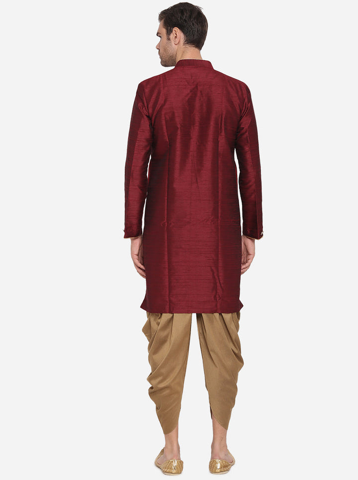 Elevate your ethnic style with this Maroon Semi-Indowestern, perfect for traditional occasions and gatherings in the USA's vibrant fashion scene.