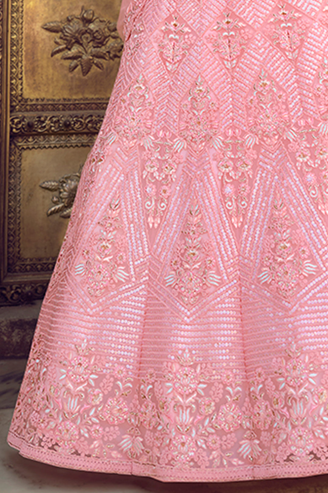 Peach Bridal Lehenga | Soft Net Lehenga for Wedding & Party Wear