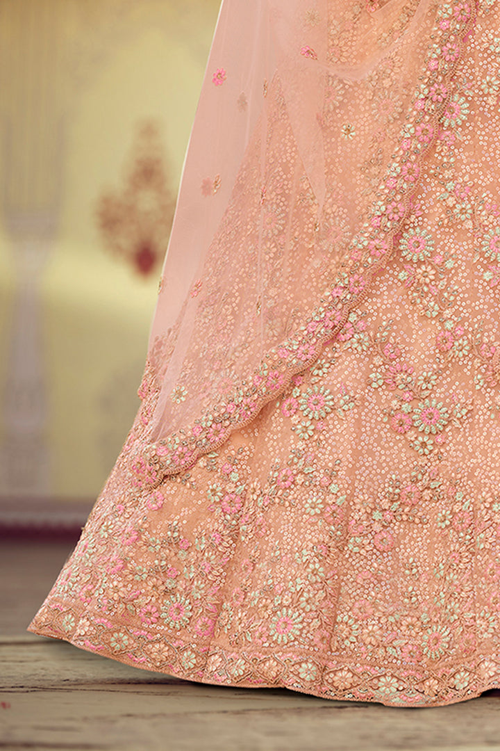 Elegant Peach Lehenga | Party Wear & Wedding Lehenga Choli Set