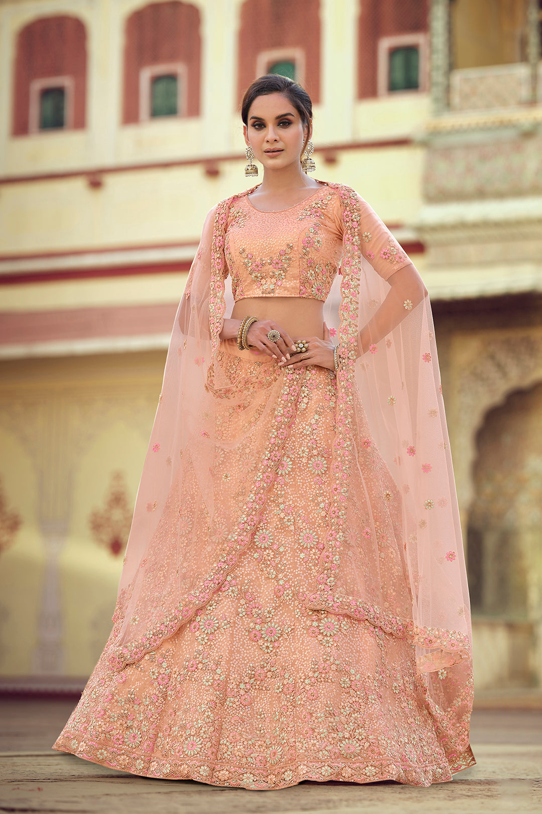 Elegant Peach Lehenga | Party Wear & Wedding Lehenga Choli Set