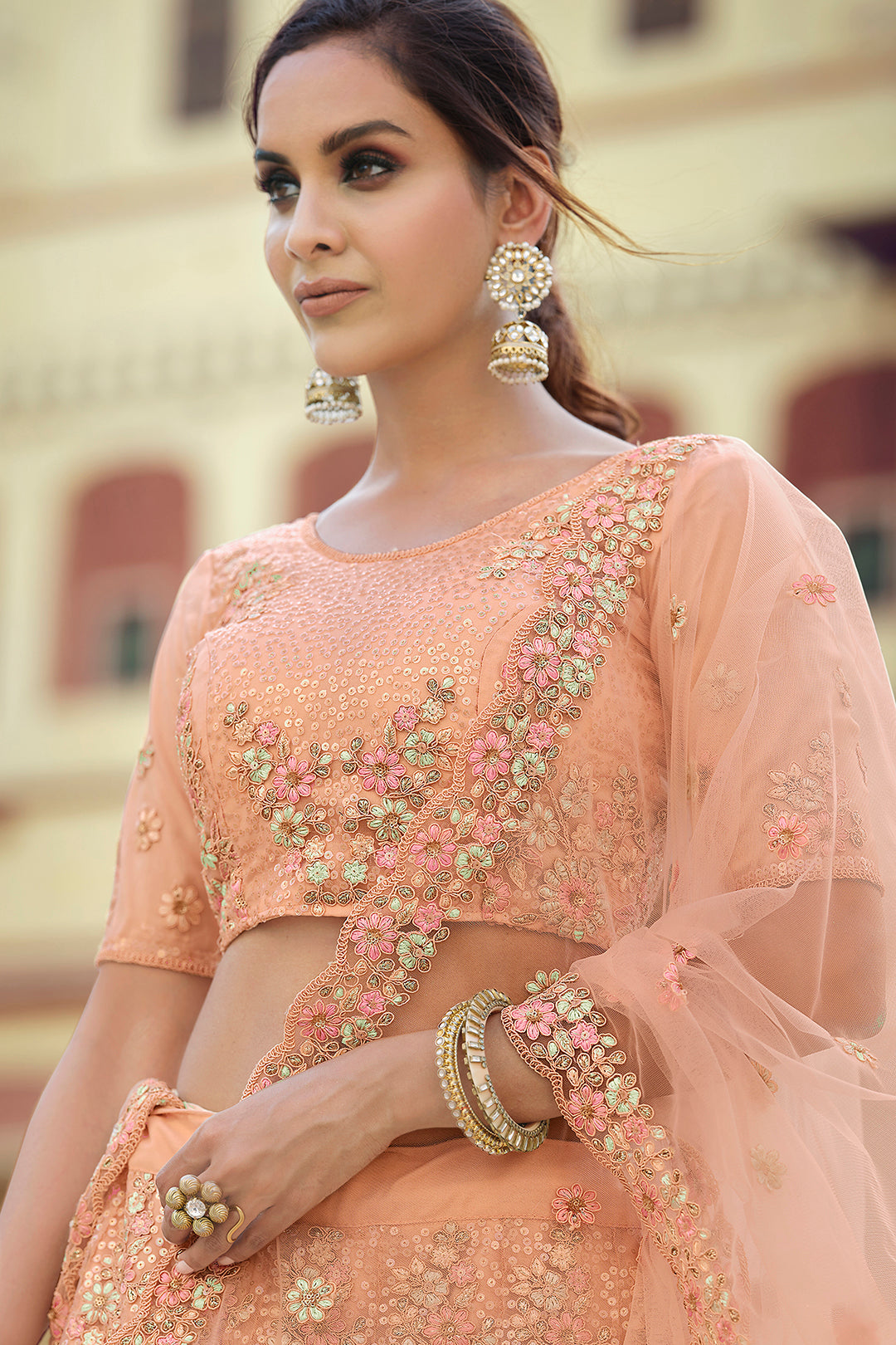 Elegant Peach Lehenga | Party Wear & Wedding Lehenga Choli Set