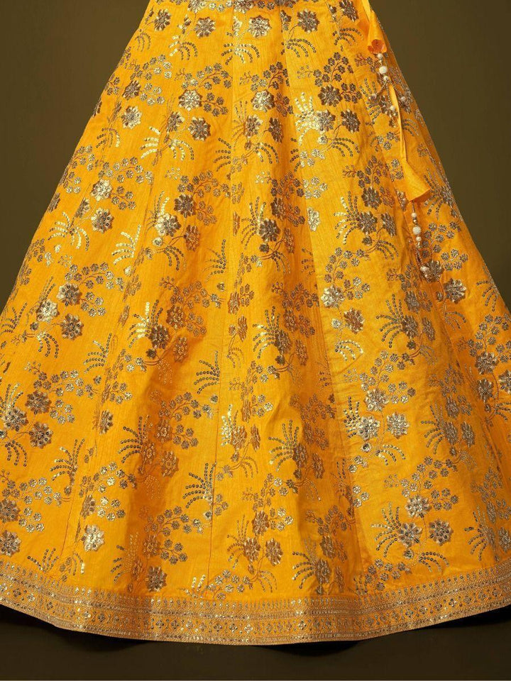 Gorgeous Yellow Lehenga Choli | Slub Silk Wedding Wear with Embroidery