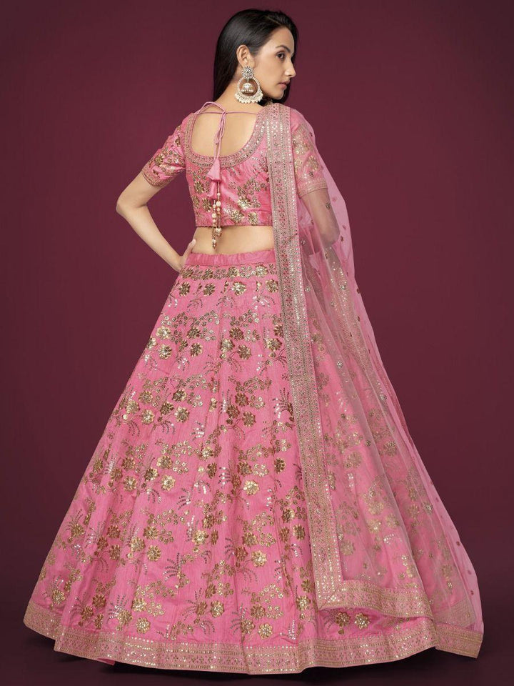 Elegant Pink Slub Silk Lehenga | Wedding & Reception Wear Choli