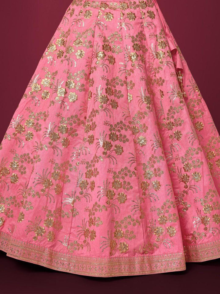 Elegant Pink Slub Silk Lehenga | Wedding & Reception Wear Choli