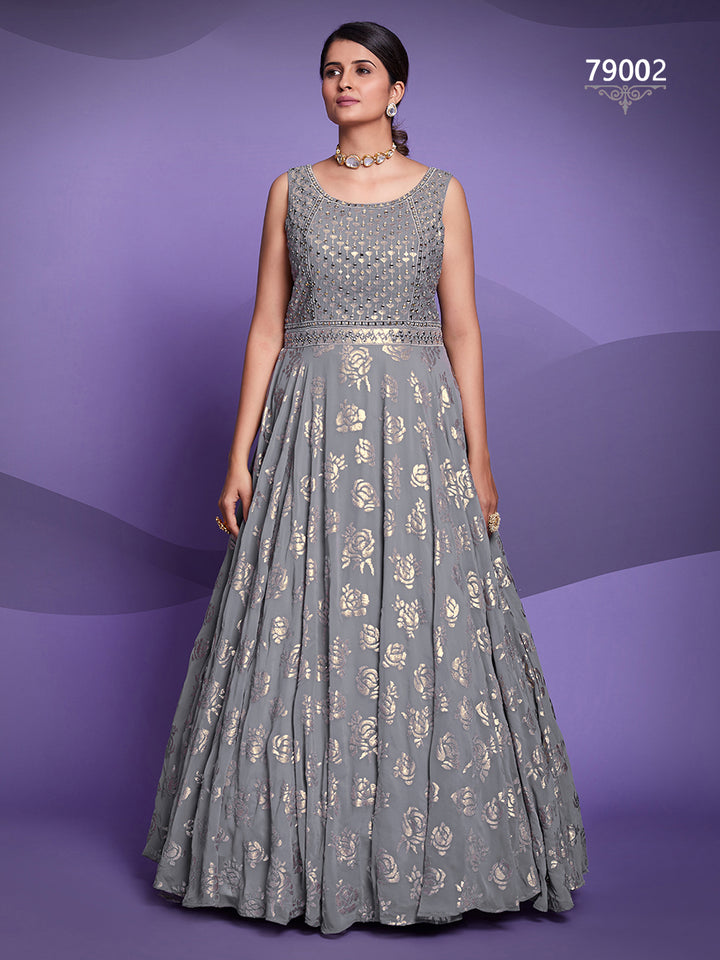 Gray Georgette Lehenga with Sequins Work | Elegant Festive Wear