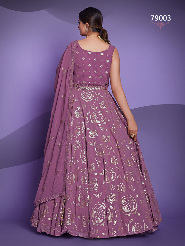 Lavender Georgette Lehenga with Sequins Work | Glamorous Party Wear