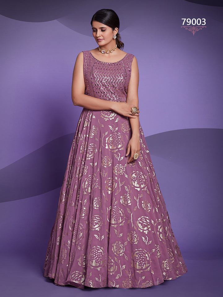 Lavender Georgette Lehenga with Sequins Work | Glamorous Party Wear