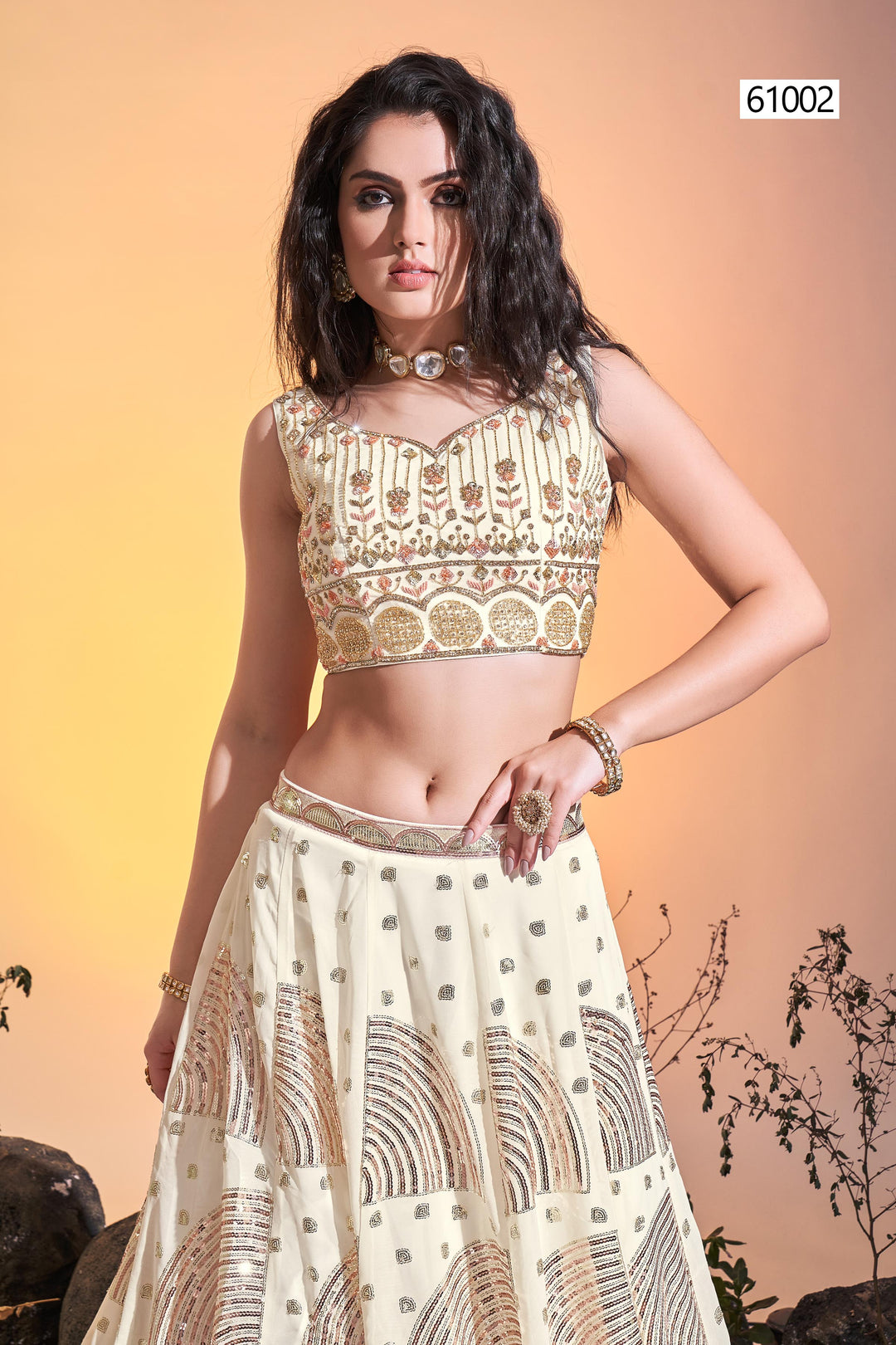 Georgette Ready-to-Wear Lehenga | Sequins Embroidered Blouse & Dupatta