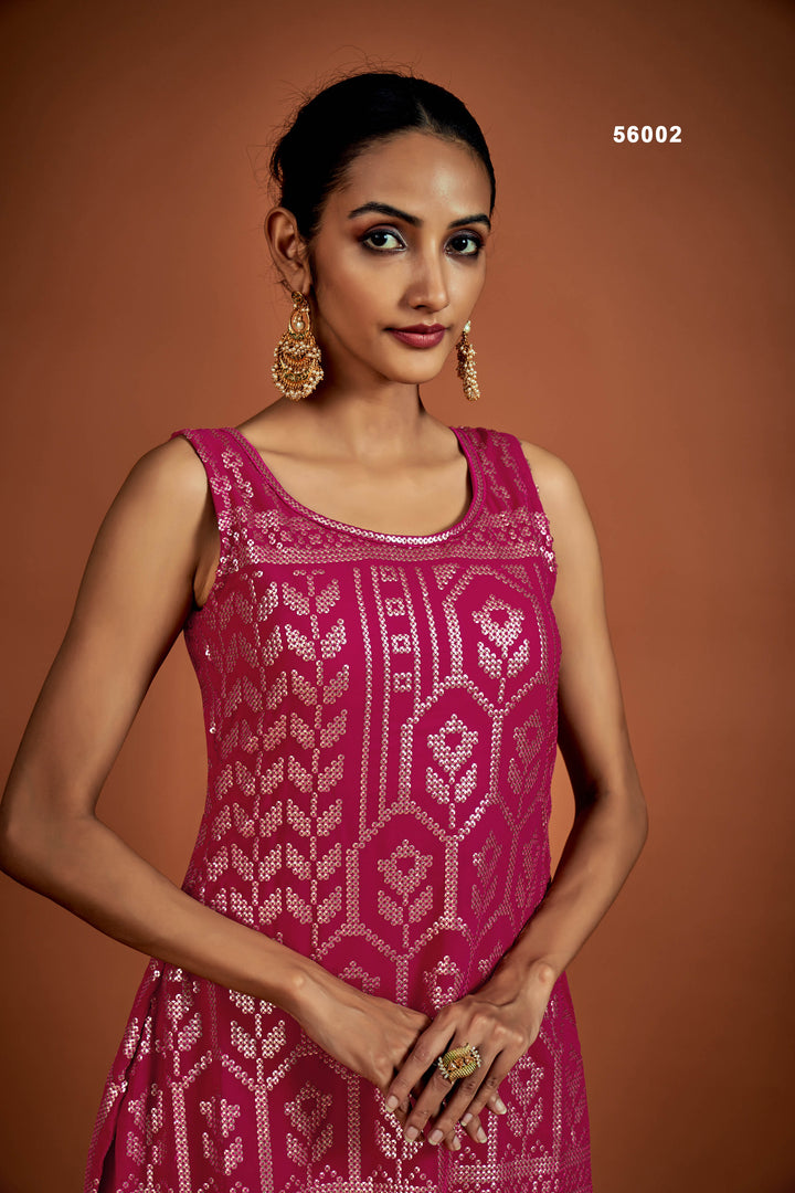 Pink Georgette Salwar Suit | Stylish Sequins Work Outfit