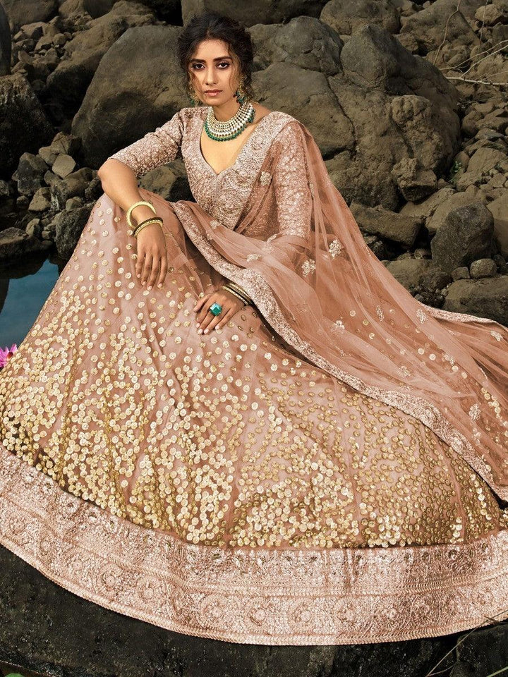 Beautiful Brown Zari Worked Lehenga Choli | Art Silk Choli with Dupatta