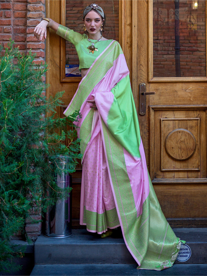 Green silk saree crafted for elegance and style.