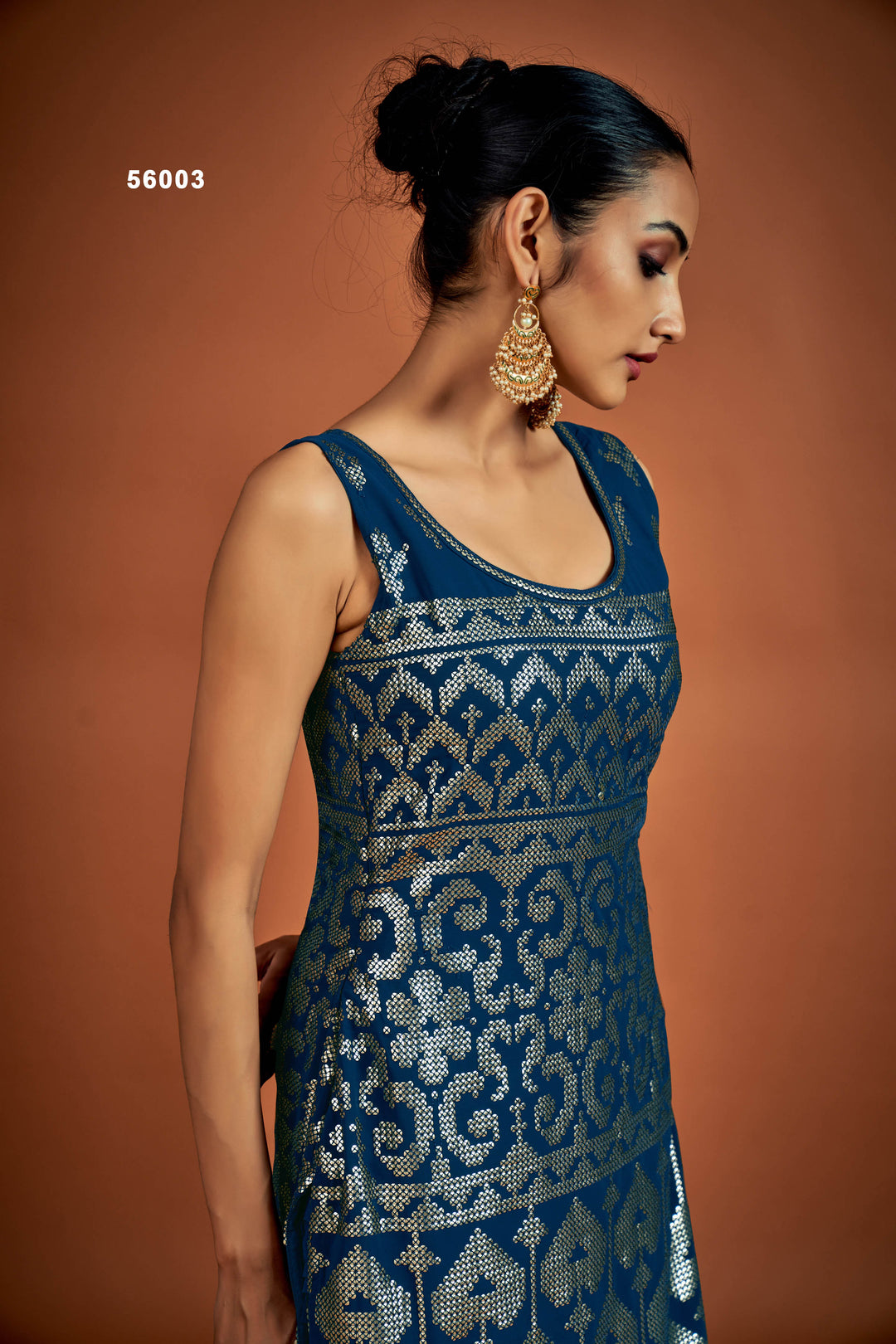 Navy Blue Georgette Salwar Suit | Elegant Sequins Ethnic Wear