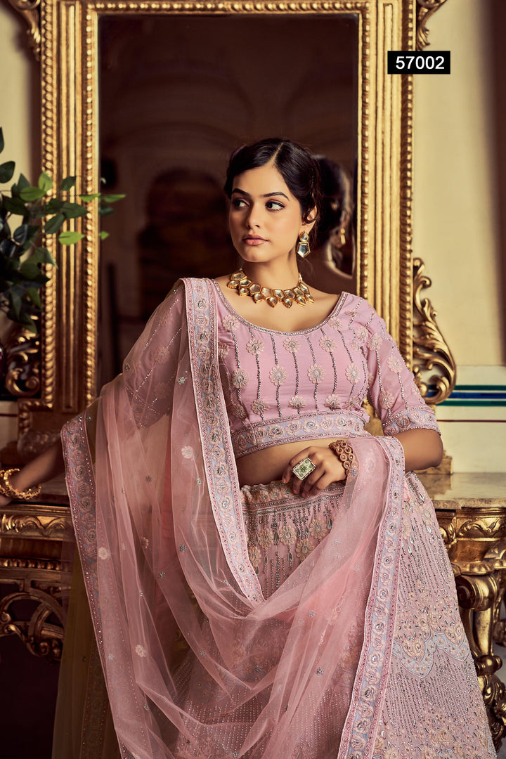 Pink Georgette Embroidered Lehenga | With Soft Net Dupatta for Weddings