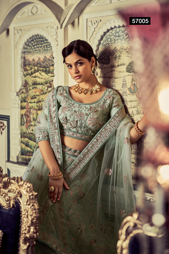 Pista Green Georgette Lehenga | Soft Net Dupatta Indian Lehenga Choli