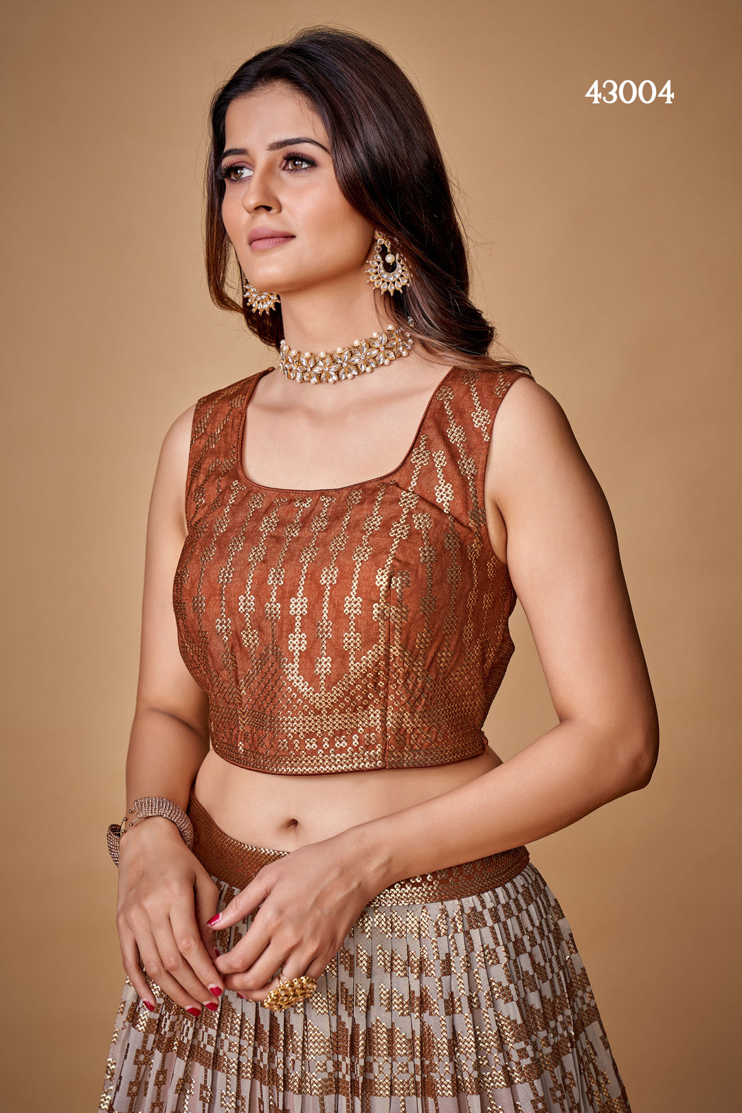 Brown Georgette Lehenga | Bridal Lehenga Choli Set for Weddings