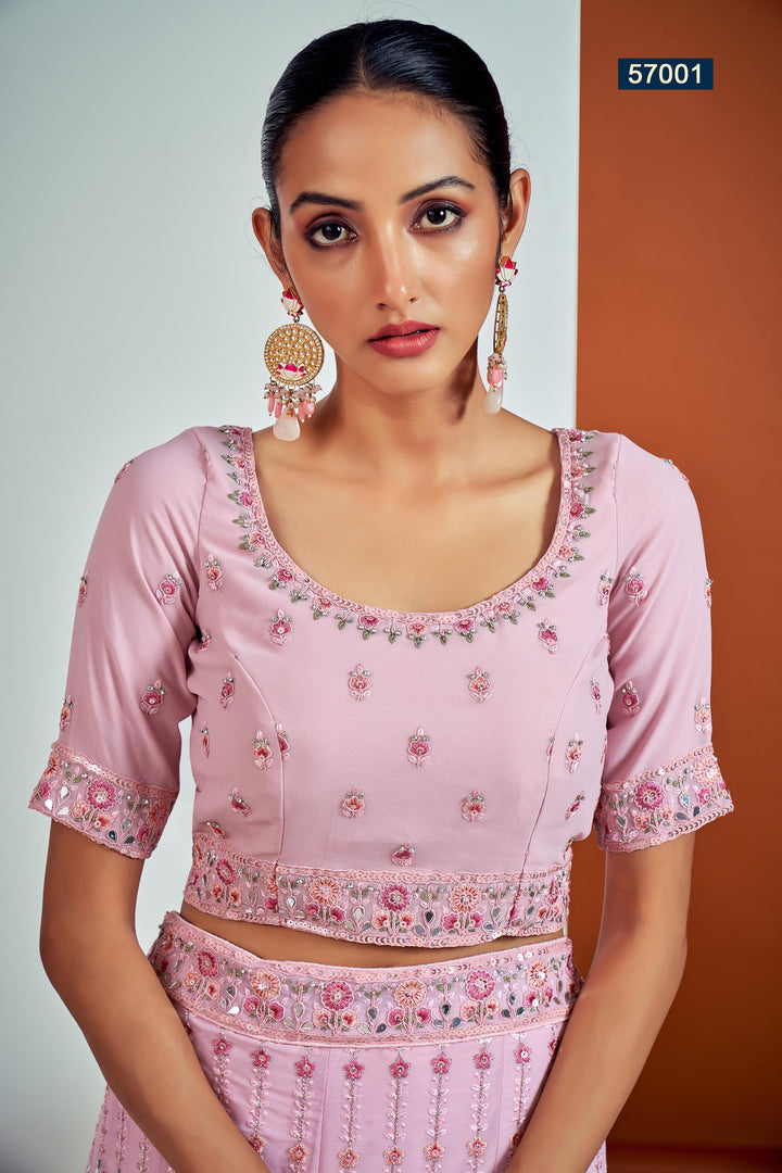 Elegant Pink Lehenga for Women | Georgette Choli & Embroidered Dupatta