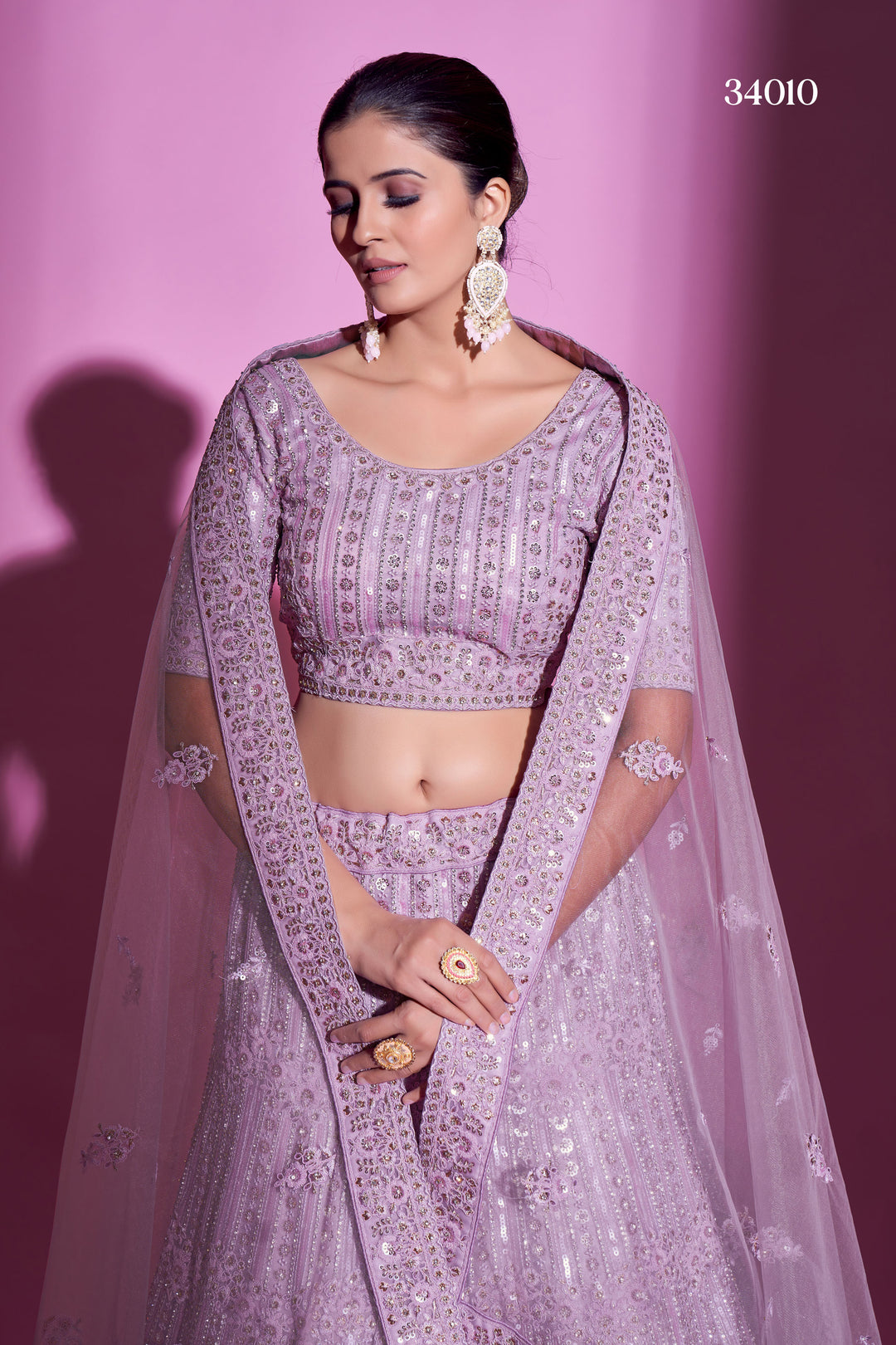 Soft Net Lehenga with Sequins & Zarkan Work | Designer Festive Wear