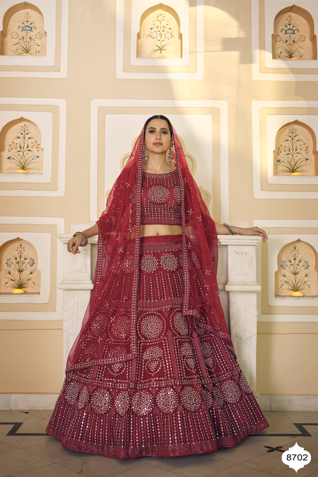 Maroon Lehenga Set | Dori & Mirror Work Bridal Lehenga Choli