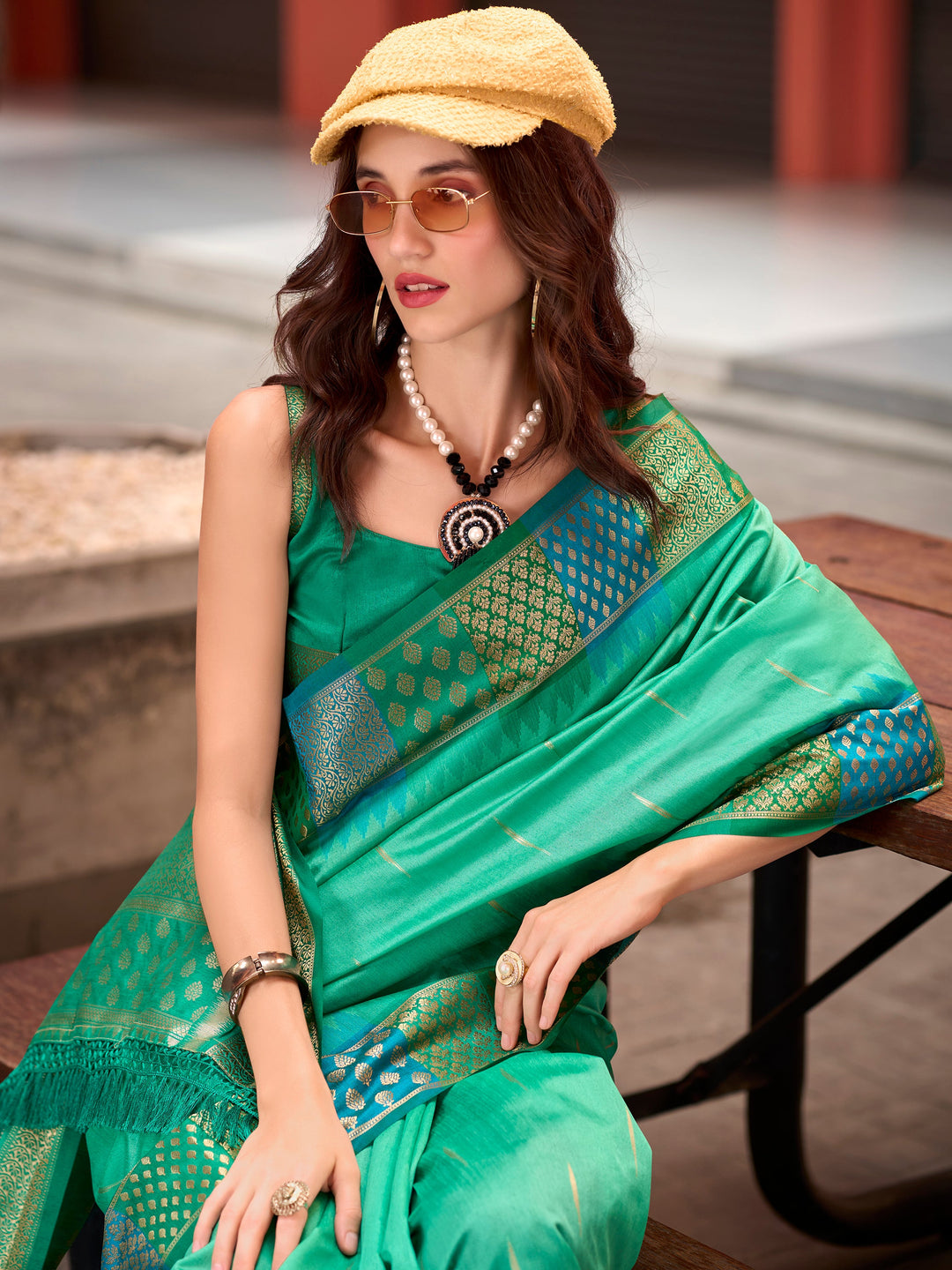 Vibrant color luxurious fabric exclusive attire crafted for elegance and style.