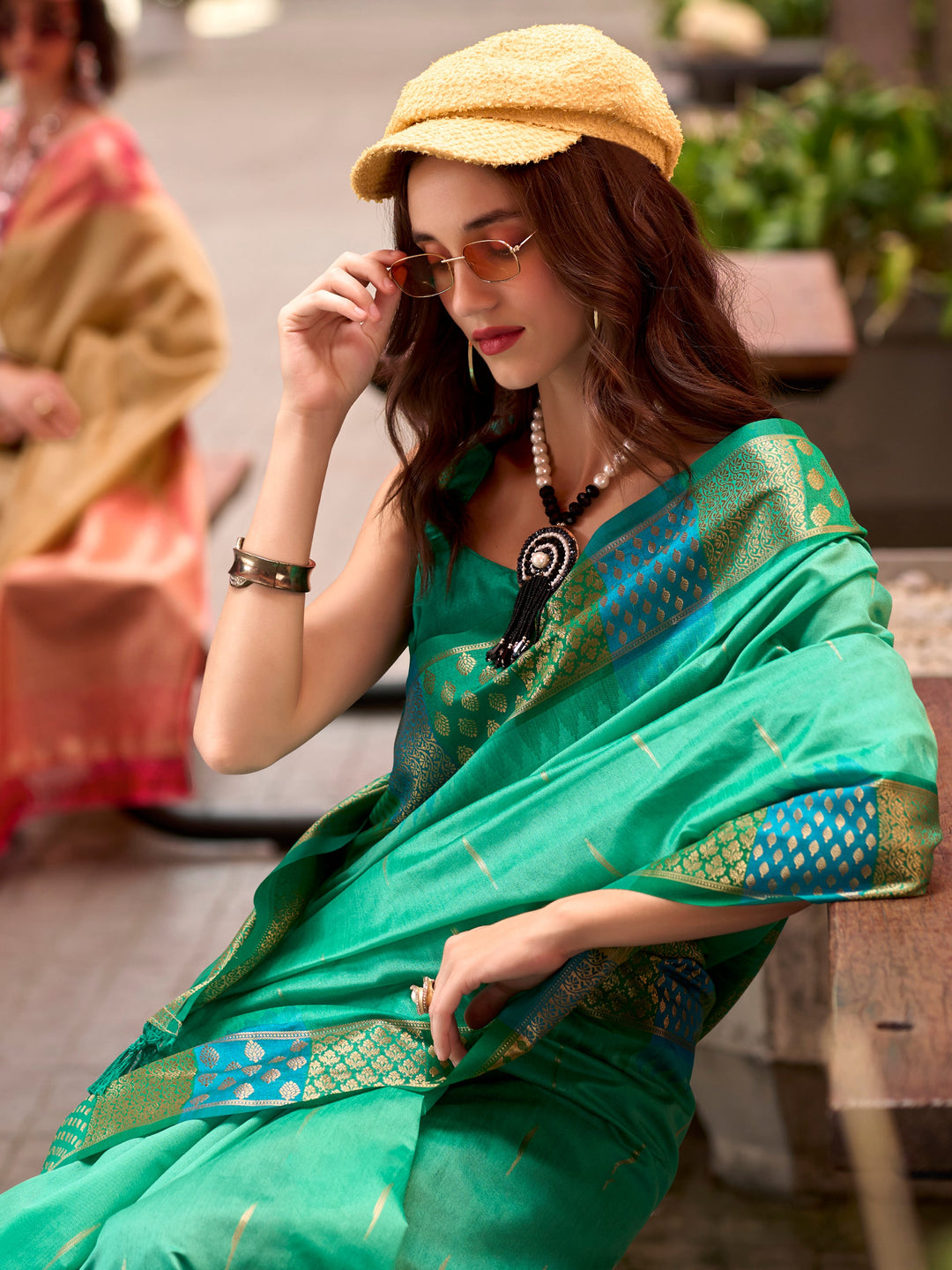 Vibrant color luxurious fabric exclusive attire crafted for elegance and style.