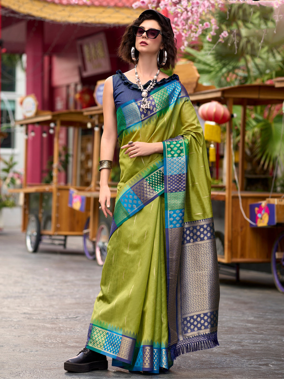 Blue silk saree crafted for elegance and style.