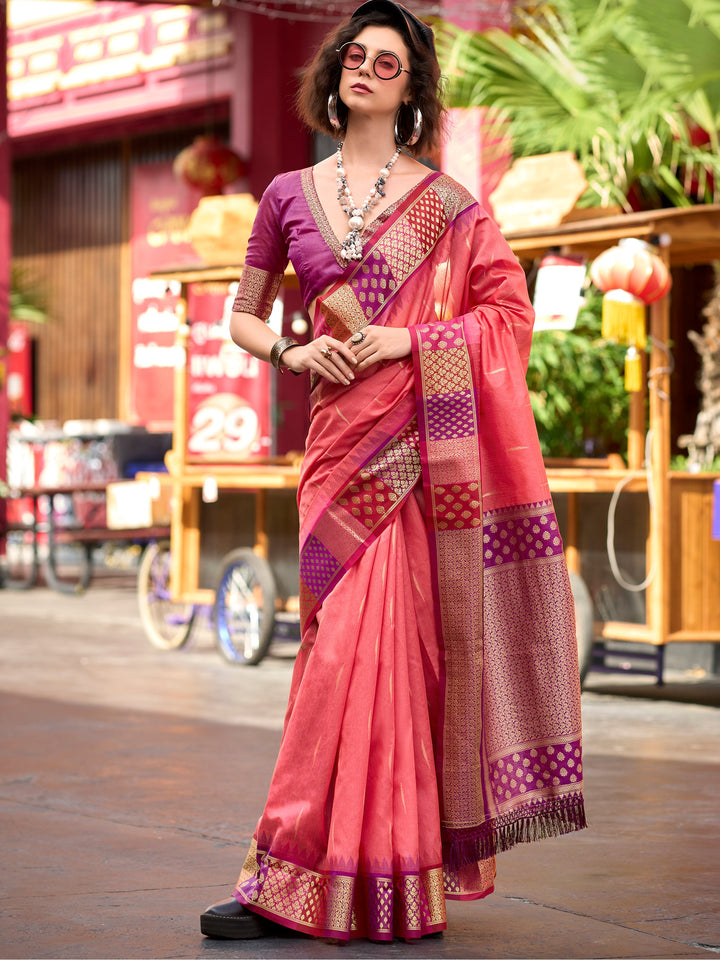 Red silk saree crafted for elegance and style.