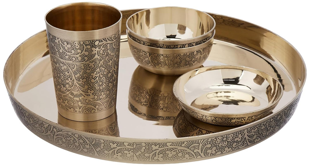 Bhojan Set Satvik Kansya | Bronze Finish Dinner/Thali Set (6 Pieces)