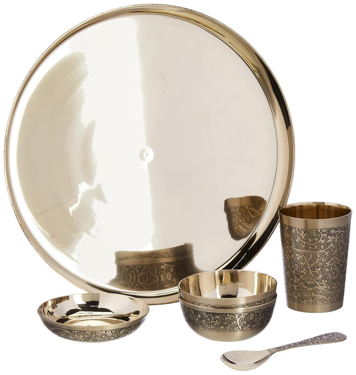 Bhojan Set Satvik Kansya | Bronze Finish Dinner/Thali Set (6 Pieces)