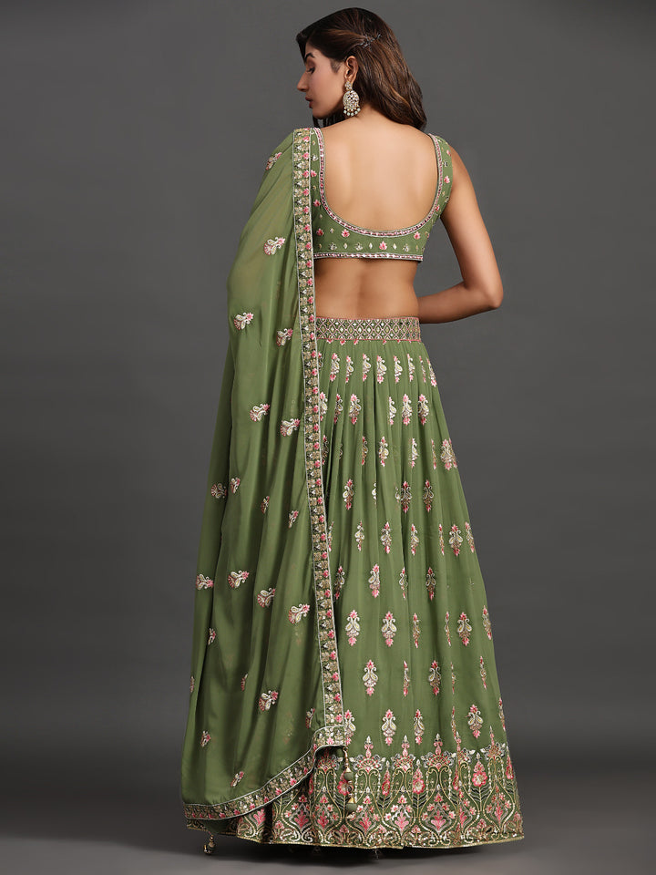 Designer Partywear Lehenga Choli | Elegant Georgette Multi-Embroidery