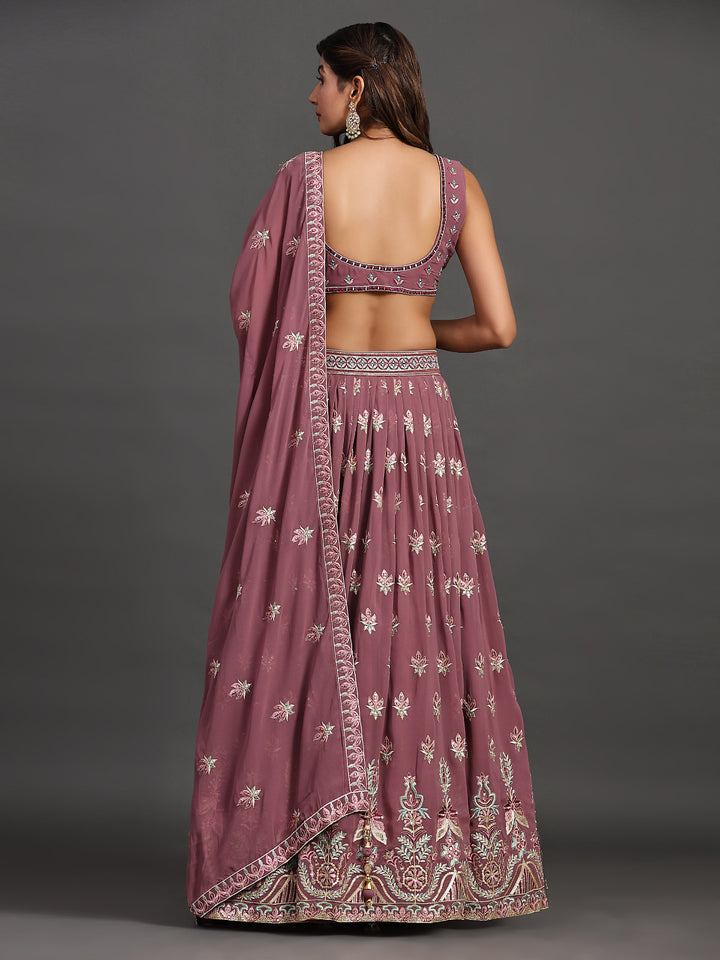 Designer Partywear Lehenga Choli | Elegant Georgette Multi-Embroidery