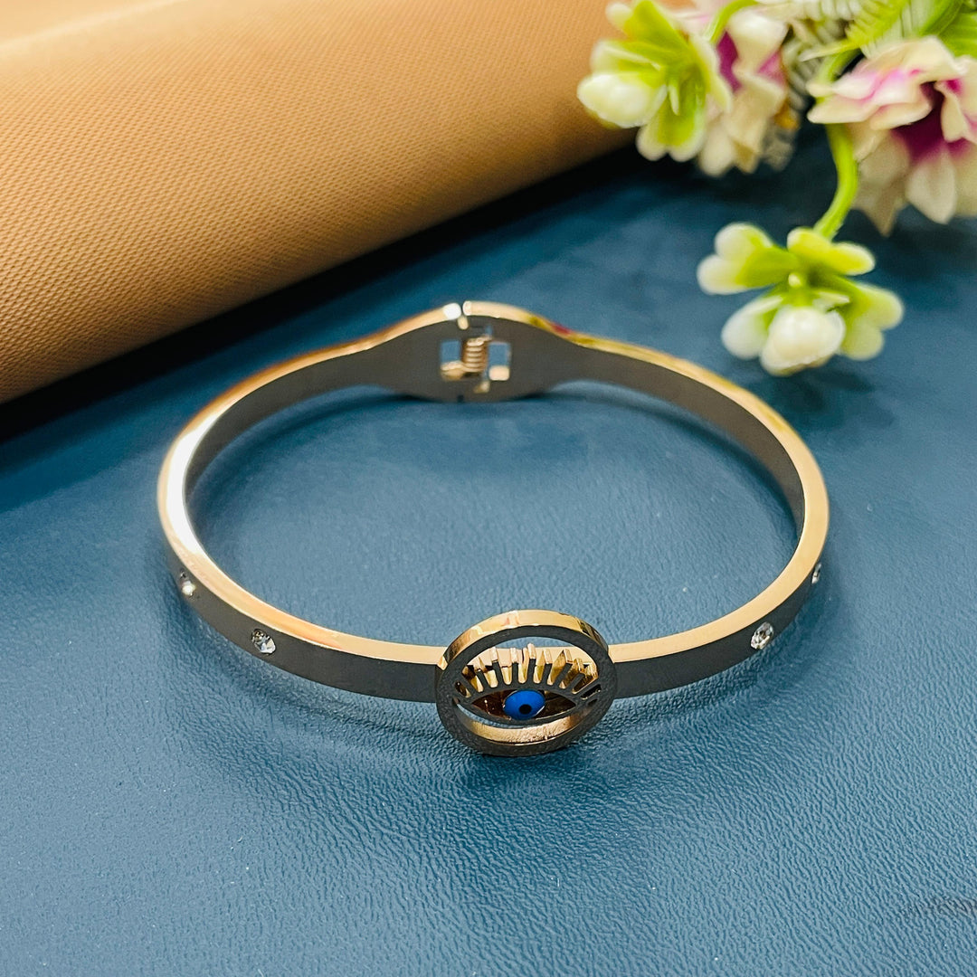 Luxurious rose gold cuff bracelet with an open design, great for statement pieces.