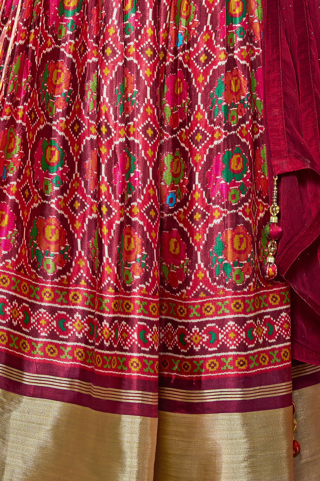 Maroon Silk Semi-Stitched Lehenga | Printed Lehenga with Georgette Dupatta