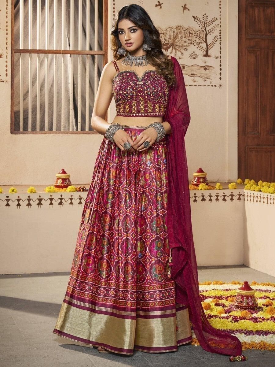 Show-Stopping Multi-Color Patola Silk Lehenga | Embroidered Choli