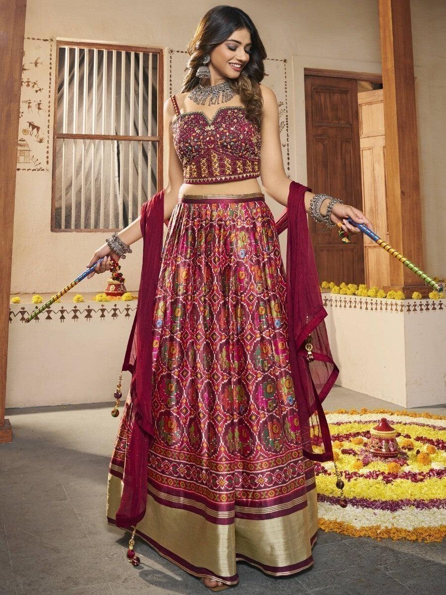 Show-Stopping Multi-Color Patola Silk Lehenga | Embroidered Choli