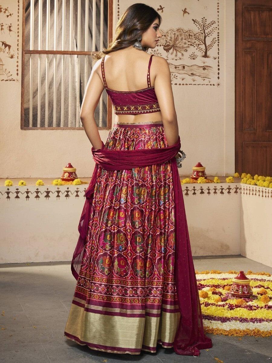 Show-Stopping Multi-Color Patola Silk Lehenga | Embroidered Choli