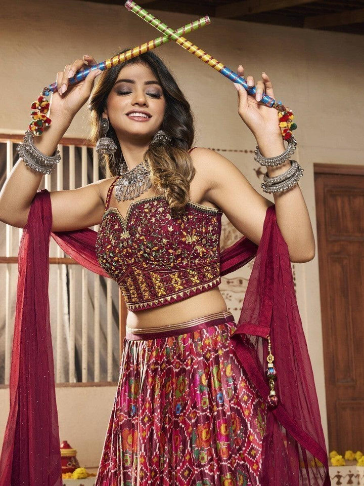 Show-Stopping Multi-Color Patola Silk Lehenga | Embroidered Choli