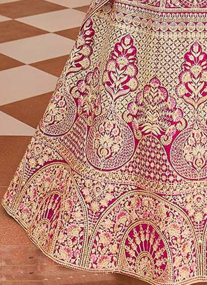 Designer Velvet Lehenga | Pink Wedding Lehenga Choli Set