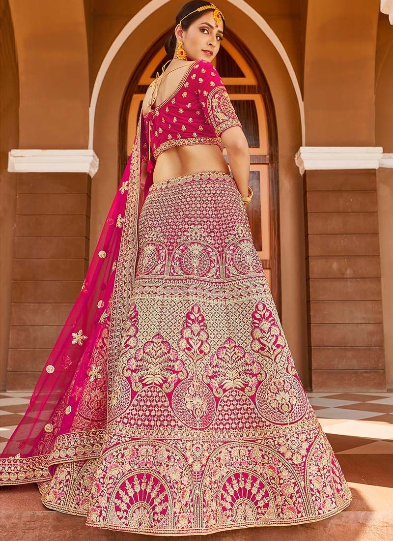 Designer Velvet Lehenga | Pink Wedding Lehenga Choli Set